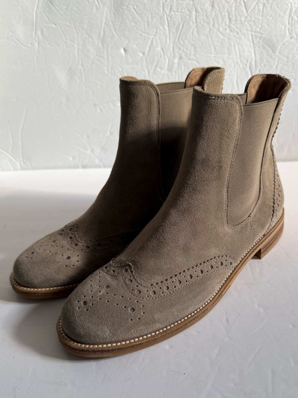Paul Green Taupe Suede Chukka Brogue Boots Women Ankle US 6.5 l EU 37 l UK 4